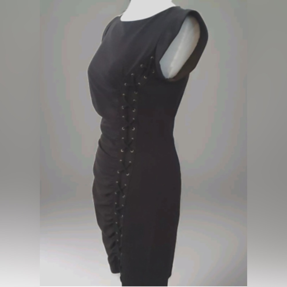 Laundry by Design Black Midi Dress with Side Detailing